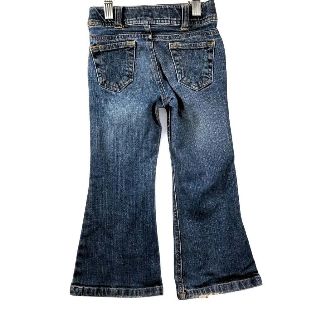 Vtg Gap Kids Y2K Flare Jeans Size 4 Adjustable Waist Stretch 2005‎ Retro Denim